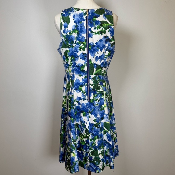 MILLY Capri Floral Sleeveless Dress Cotton Fit And Flare Women’s Size 10 - Picture 5 of 12